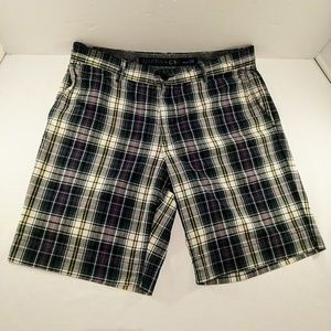 Martin + Osa Madras Plaid Flat Front Shorts (34W)